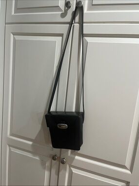 Brighton Compact Black Crossbody Bag with Decorative Silver Buckle